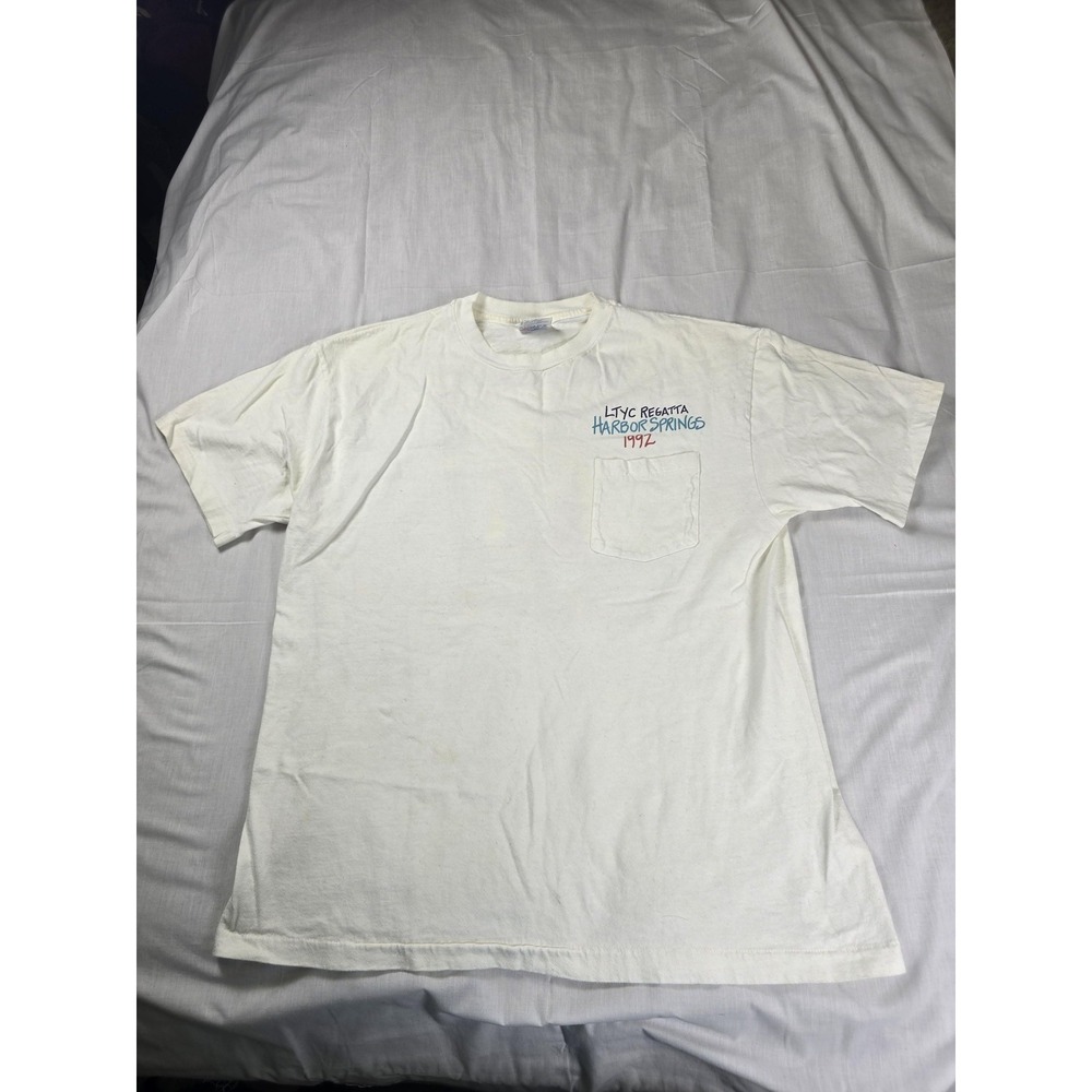Vintage Hanes Shirt Mens Large White Ugotta Regatta Harbor Springs 1992 Sailing